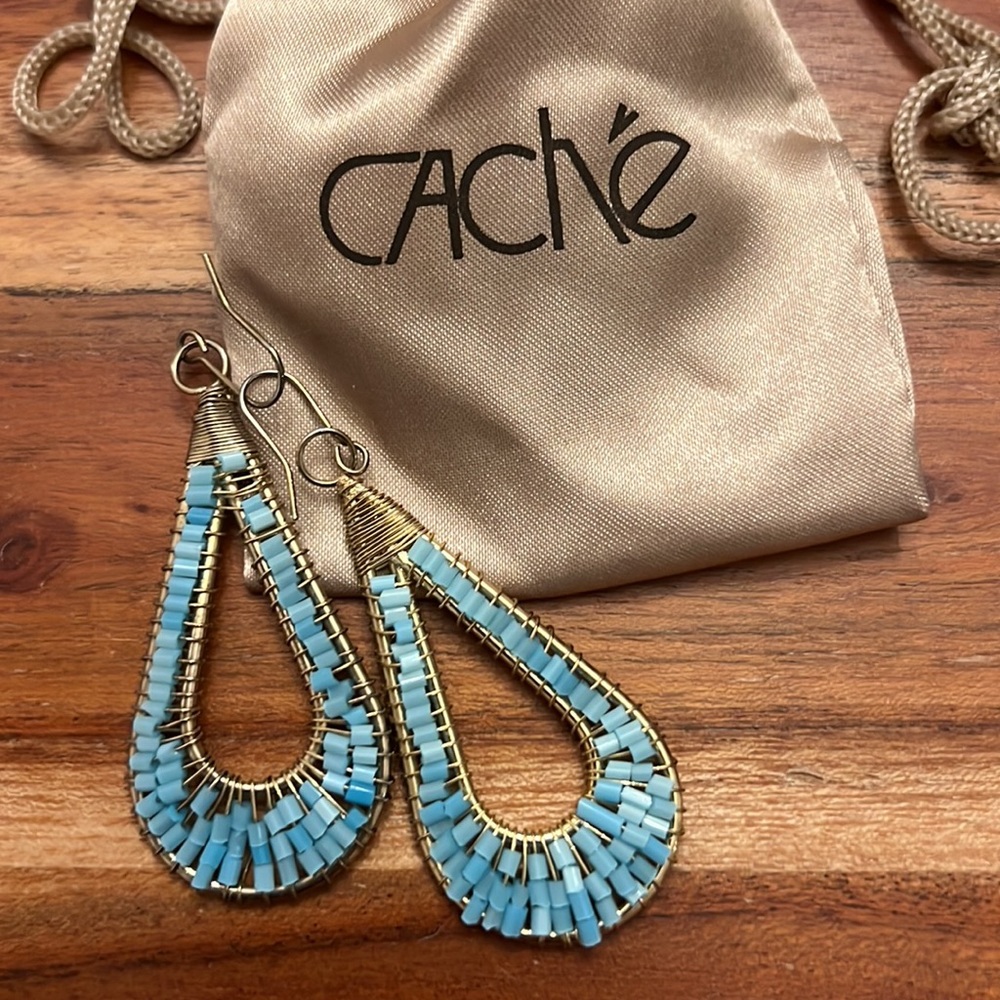 Cache Gold Wire Dangle Earrings - image 4